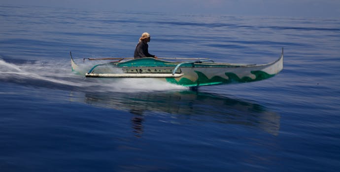 在菲律宾的海龟岛保护区乘船