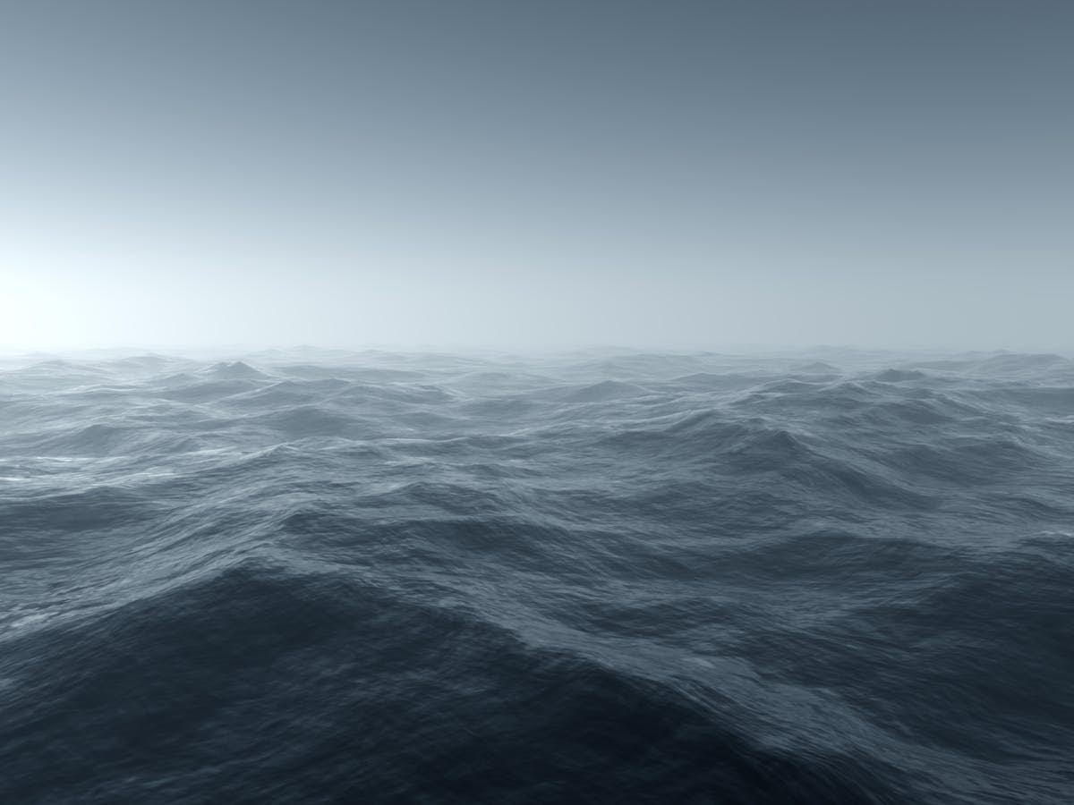 Rough, stormy ocean surface.