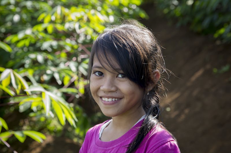 Zahra, daughter of Kardi, an Indonesian farmer