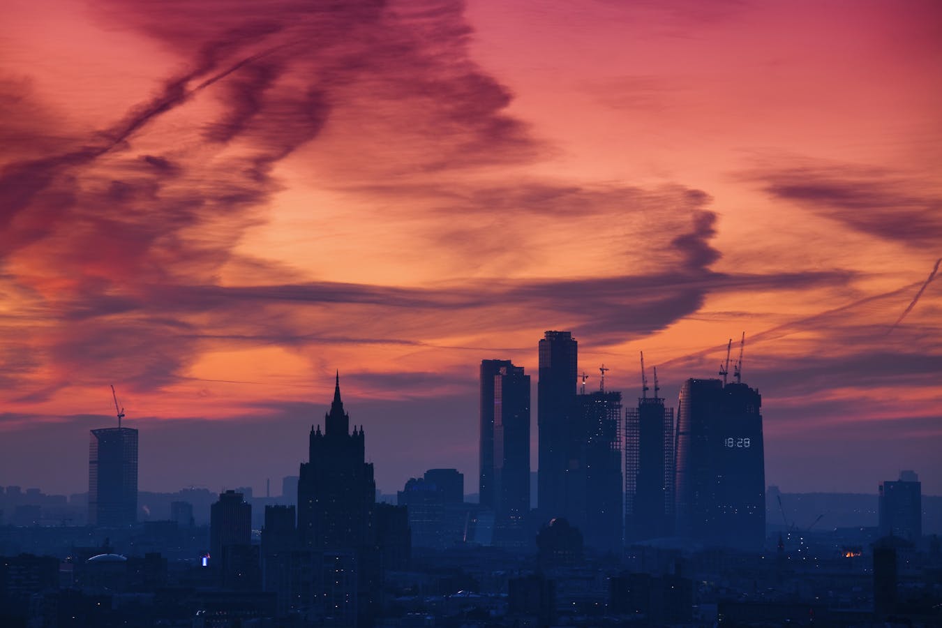 Moscow skyline at sunset
