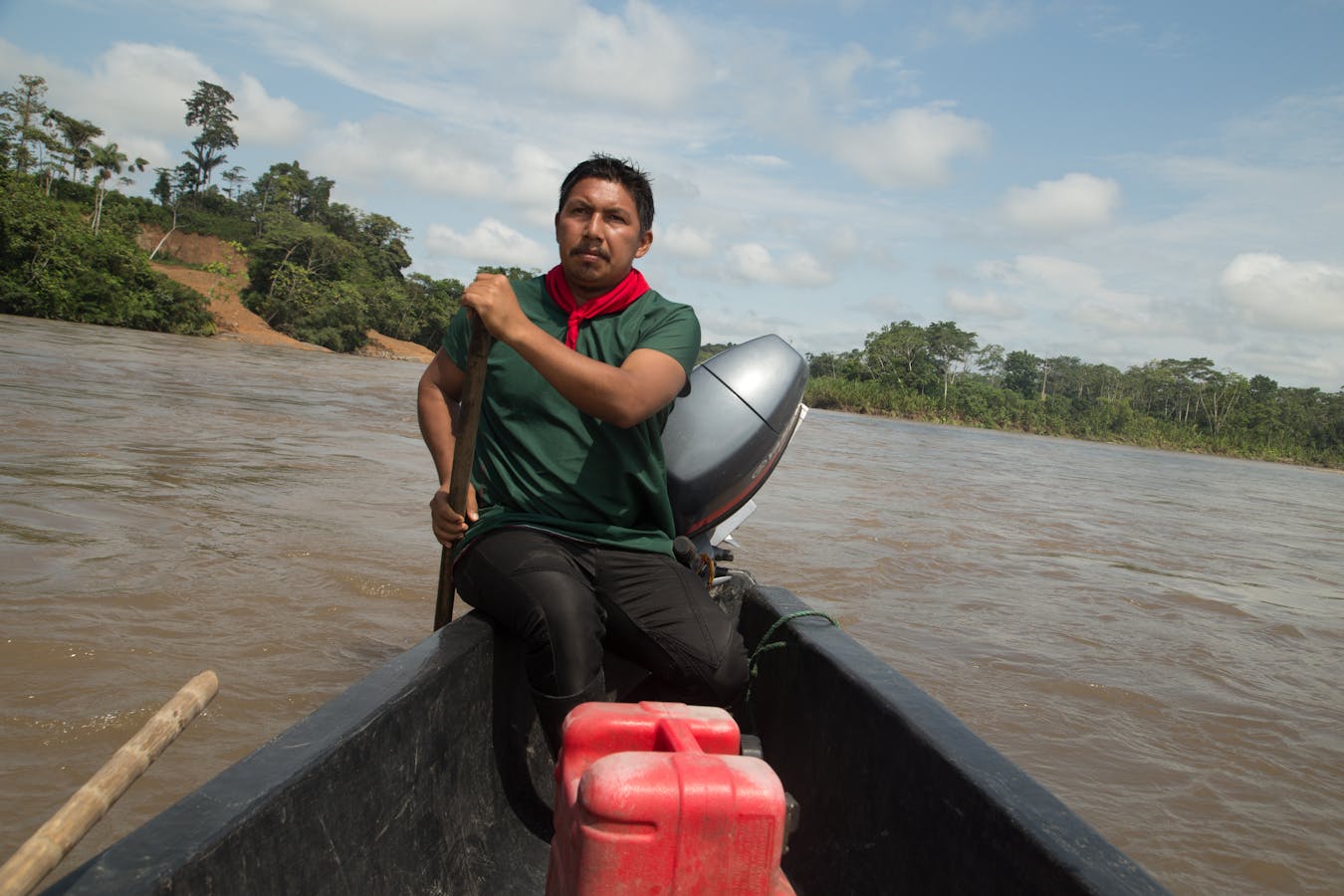 Man on boat in Amazonia
