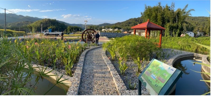 The constructed wetlands were created by the people in Xiadong Village.