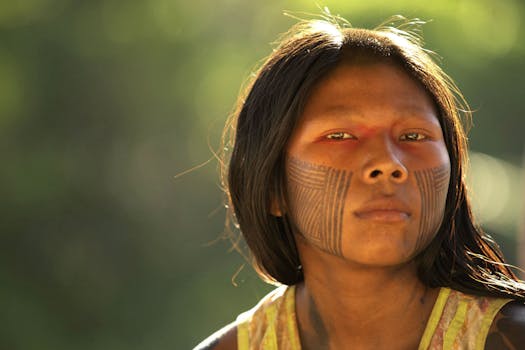 Portrait of a woman in the village of Ayukre. Brazil, Kayapo Indians, Xingu region